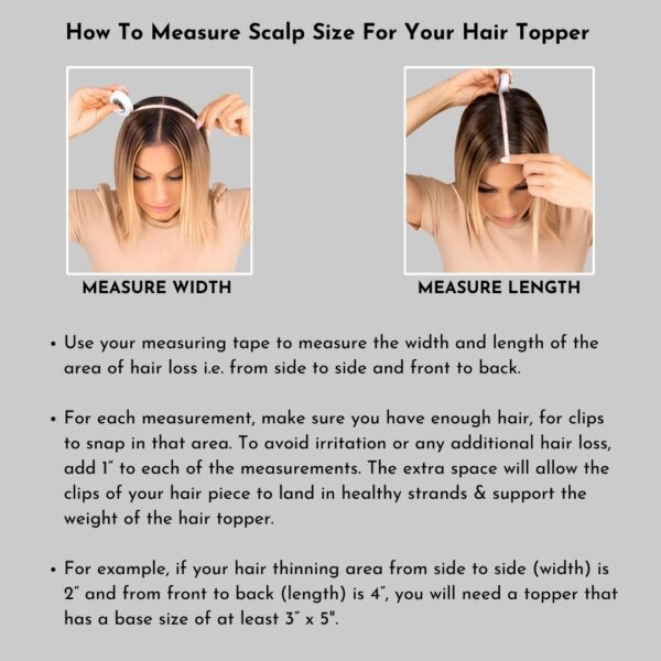 hair topper size measure